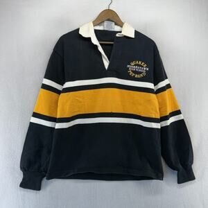 Vintage Barbarian Rugby Shirt Men's Small Black Yellow Colorblock Heavyweight
